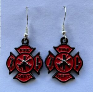Firefighter Maltese Cross Earrings